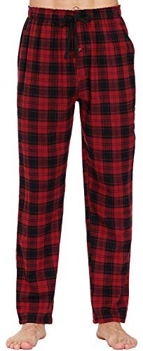 MoFiz Herren Pyjamahose Warm Lang Baumwolle Weich Schlafanzughose Kariert Winter Nachtwäsche Freizeithose No.2758 M