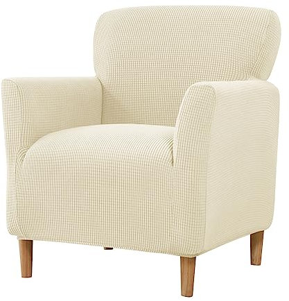 Lukery Jacquard Stretch Sofabezug rutschfest Sofaüberwürfe mit Armlehnen 1 Sitzer, Einfarbig Wohnzimmer All-Inclusive Kleines Sofa/Sesselbezug für Hotel Schlafzimmer Zuhause (Beige)