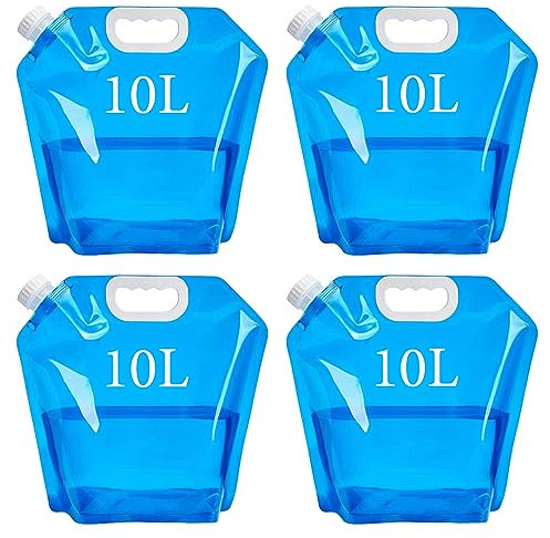 TITSHOP 4 Stück Wasserkanister Faltbar 10 Liter Tragbar Faltkanister BPA Frei Wassertank Wasserbehälter für Camping,Picknicks,Outdoor Notfall