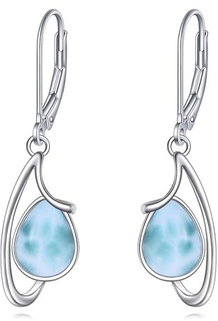 Larimar Ohrringe für Damen 925 Sterling Silber Larimar Dangle Ohrringe Leverback Ohrringe Geschenke für Frauen Mädchen (Larimar Ohrringe)
