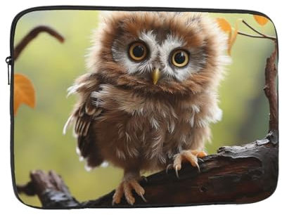Laptoptasche mit echten niedlichen Eulen, tragbare Laptoptasche, stoßfest, schützende Computertasche, 43,2 cm (17 Zoll)