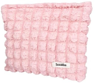 Fycyko Petite Pochette Maquillage Trousse de Maquillage Tissu Sac à Cosmétiques à Glissière Sacs à Main Portables pour Femmes Trousse de Toilette Voyage pour Port Quotidien Stockage - Rose B