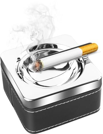 Aschenbecher, Standaschenbecher mit Deckel, Ashtray mit Sturm-Wind Rutschfestem Basis, Aschenbecher groß für Draussen, Outdoor Aschenbecher in Garten Bar Büro