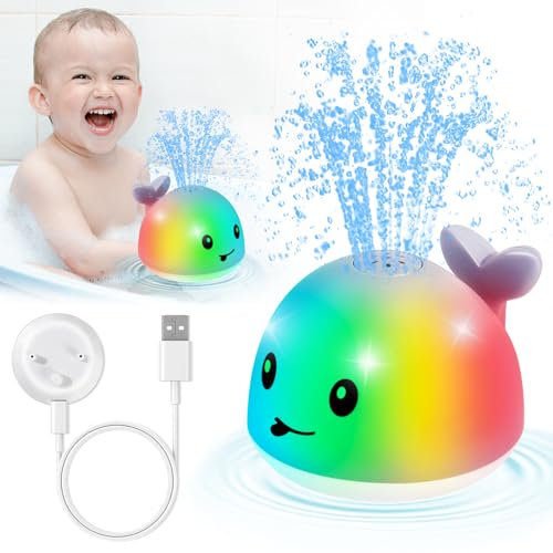 Juguetes de baño actualizados en 2025, Juguetes de baño para bebés Recargables, rociadores de Agua de 6 - 12 Meses 12 - 18 Meses, Juguetes de bañera de Ballena de Chorro de Agua para de niños y niñas