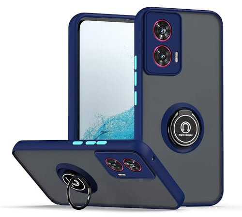 XINYEXIN Funda para Motorola Edge 50 Fusion, Funda con Soporte de Anillo, TPU + PC Translúcido Anti- Arañazos Carcasa Protectora Antigolpes Case Cover - Azul Real