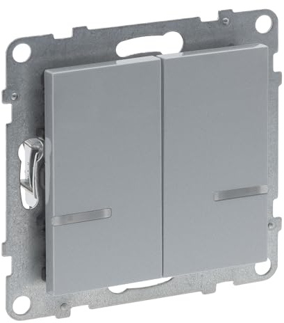 LEGRAND, SEANO with Netatmo 2-fach Schalter mit N-Leiter, 2 Schaltkanäle (je 250 W), Schrauben oder Spreizkrallen, HOME + CONTROL App, Smart Home, Farbe: Aluminium, 765742
