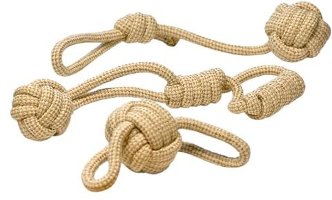 Voyager - Hemp Dog Toys, Made from Hemp Fibre & Organic Cotton, Gentle on Teeth & Gums - Sustainable, Natural, & Non-Toxic Materials, Suitable for all Breeds - Set of 3