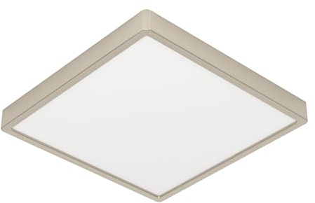 EGLO LED Deckenleuchte Fueva 6, quadratische Deckenlampe | Aufbaulampe aus Metall in Silber und Kunststoff Weiß, Deckenbeleuchtung warmweiß-kaltweiß, 29x29 cm