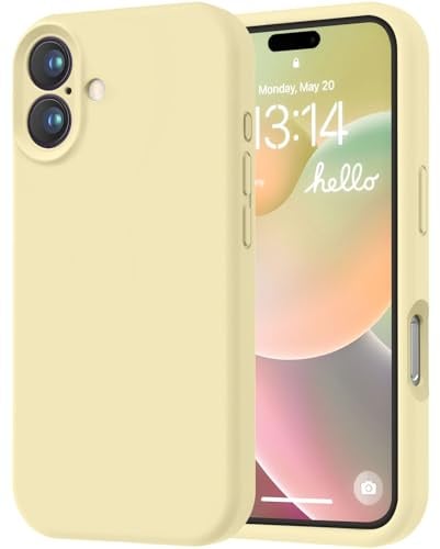 LOVE 3000 Designed for iPhone 16 Case, Premium Silicone with [Soft Anti-Scratch Microfiber Lining] Shockproof Protective Phone Case for Lanyard 6.1, Creamy Yellow