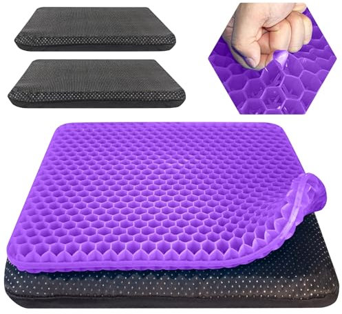 Large Gel Seat Cushion Long Sitting With 2 Non-Slip Covers (45cm x 45cm),Gel Cushion Sitting,For Car seat,Office Desk Chair,Wheelchair,Soft & Breathable