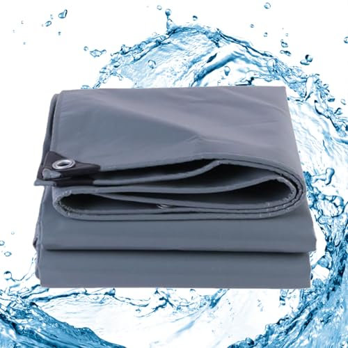 Bâche imperméable robuste de 3 x 7 m avec œillets et bords renforcés pour jardin, tonnelle, terrasse épaisse et indéchirable