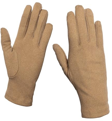 MAPIMANIA - Handschuhe Damen elegant für Winter Made in Italy, camel, Arbeitshandschuhe aus warme Stoff, Reithandschuhe Women