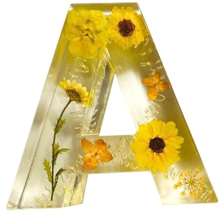 Nachtlicht aus Kunstharz, Blumenform, Nachtlicht, Alphabet aus Kunstharz, Nachtlicht, Buchstaben aus Kunstharz, gepresste Blumen, Nachtlicht aus Kunstharz, Alphabet