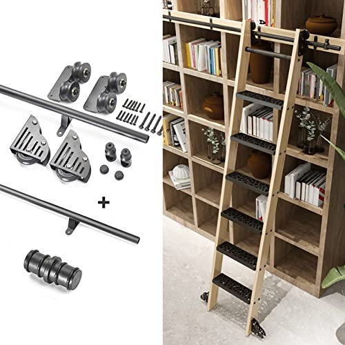 KHLMSRXJ 3.3ft-20ft Library Rolling Ladder Mounting Hardware, Sliding Ladder Hardware Kit (No Ladder) Round Tube Rail +Extension Accessories, For Home/Indoor/Loft (Size : 16ft/500cm Track kit)