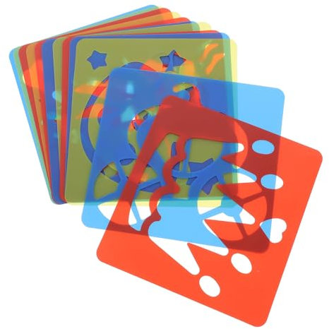 HOUDERCO 12stücke Teiliges Zeichenschablonen Junge Mädchen Wiederverwendbare Kunststoff-malvorlagen Mit Piraten Und Formenmotiven Für Wände Fördert Kreative Fähigkeiten Und Lernspaß