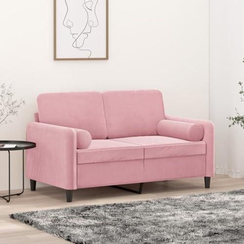 XINCXIN 2-Sitzer-Sofa, Günstig gästesofa Sofas, Wohnzimmer Sofa bodensofa, Gästesofa, Platzsparende schlafcouch, Geeignet für Living Rooms 0ffice Study Attics mit Zierkissen Rosa 120 cm Samt