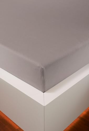HEFEL Edel-Jersey Spannleintuch, Spannbetttuch– 16 Farben – Tencel™ & Baumwolle – 3 Größen (Taupe, 180–200 x 200–220 cm)