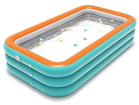 Piscine Rettangolare Gonfiabile Giardino per Bambini e Adulti 318*180*65cm,Piscina Gonfiabile Grande Addensata materiale spesso in PVC a 3 strati,Con pompa d'aria,Piscina da Giardino Esterno Interno