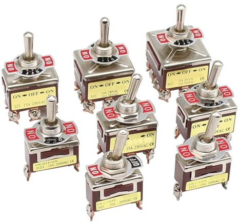 Mini interruptor de palanca automático E-TEN, CA 250 V, 16 A, 2/3/4/6/12 pines, encendido/apagado/encendido, 2/3 posiciones, contacto plateado con tapa, 10 unidades(E-TEN 1122)