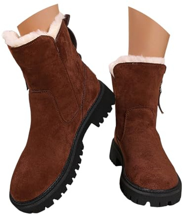 2026 Stiefel mit warmen und gemütlichen Damen Leder Echte Wolle Winter für ultimativen Komfort Wärme (3), rot, 40 EU