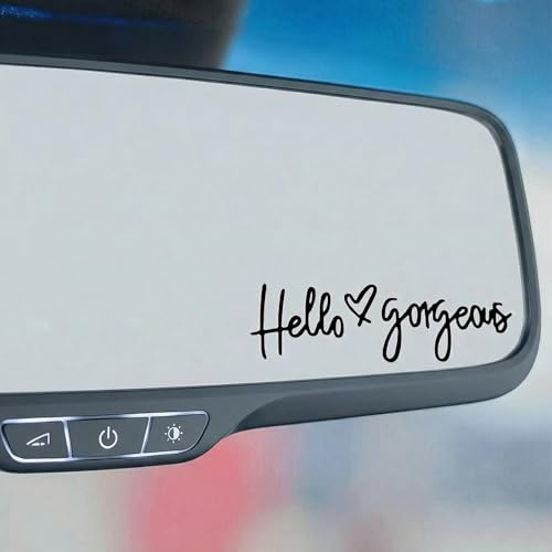3 Stück Auto Aufkleber Spiegel, Hello Gorgeous Autospiegel Aufkleber | Hallo Meine Rückspiegel Aufkleber Vinyl Aufkleber Autodekoration Geschenk für Fahrer Frauen Männer (Schwarz)