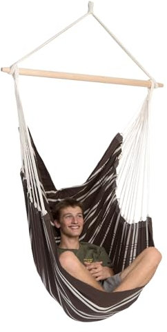 AMAZONAS - XL Hängesessel Brasil | Hängesessel ohne Gestell mit großer Sitzfläche, handgefertigt in Brasilien | Belastbar bis 150 kg; Sitzfläche 1,6m x 1,3m; Stablänge 1,1m | Farbe: Mocca