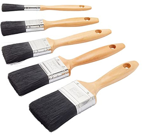 Fit For The Job 5 piece Professional Paint Brush Set For A Smooth Finish with Emulsion, Gloss and Satin Paints on Walls, Ceilings, Furniture, Wood & Metal - contains 0.5, 1, 1.5, 2, 2.5 Brushes