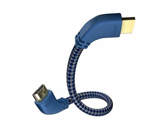 inakustik – 00425015 – Premium High Speed HDMI 2.0b Kabel mit Ethernet | gewinkelte Stecker für platzsparenden Anschluss | 2,0m in Blau/Silber | 2160p - 4K@50/60Hz - ARC - HDR-Support - HD Audio