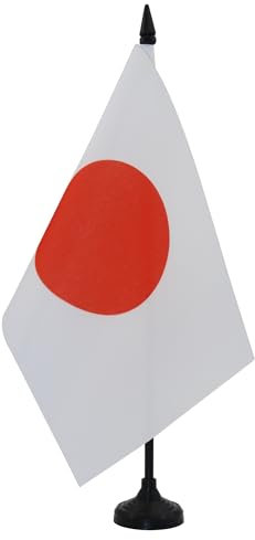 AZ FLAG - Drapeau De Table Japon 21x14 cm - Petit Drapeau Nippon De Bureau 100% Polyester Avec Hampe De 25cm Et Socle En Plastique Noir
