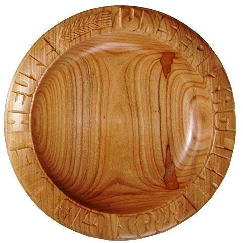 Brotteller ca. 30-32 cm Kirsche handgeschnitzt, UNSER TÄGLICH BROT GIB UNS HEUTE und einer BROTÄHRE Holzteller