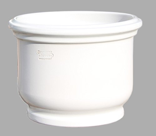 Hentschke Keramik Blumenkübel frostsicher rund Ø 25 x 19 cm, weiß, Form 048.025.04 Pflanztopf mit Bodenloch, hochgebrannte Steinzeug Qualität aus deutscher Herstellung - in vielen weiteren Größen und Trendfarben erhältlich