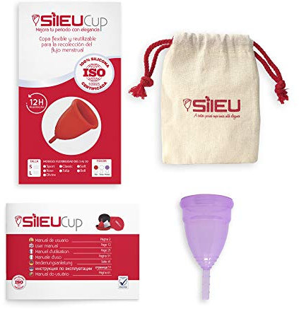 Sileu - Coppetta mestruale perfetta per sport, pilates, yoga, piscina, danza, palestra, alternativa ecologica e naturale ai tamponi e agli assorbenti Talla S Viola