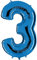 PartyMarty Grabo_003B-P Ballon Zahl in Blau - XXL Riesenzahl 100cm - für Geburtstag Jubiläum & Co - Neun - Party Geschenk Dekoration Folien Ballon Luft Ballon Happy Birthday (Zahl 3)