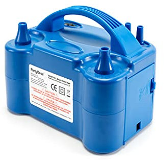 PartyDeco- Compressore Elettrico con 2 Beccucci per Gonfiare Palloncini, Colore Blu, GHT-501
