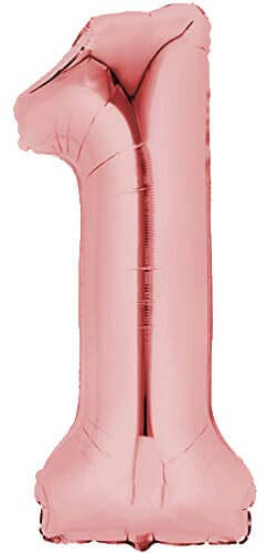 TOP TEN Folienballon 86cm Rosegold Zahlenballon, Luftballon, Geburtstag, Zahl für Helium und Luftfüllung geeignet (Zahl: 1)