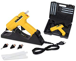 Powerplus Heißklebepistole POWX146-25W - 9 Acc. - inkl. 6 Klebestifte & 3 Wechseldüsen im Koffer