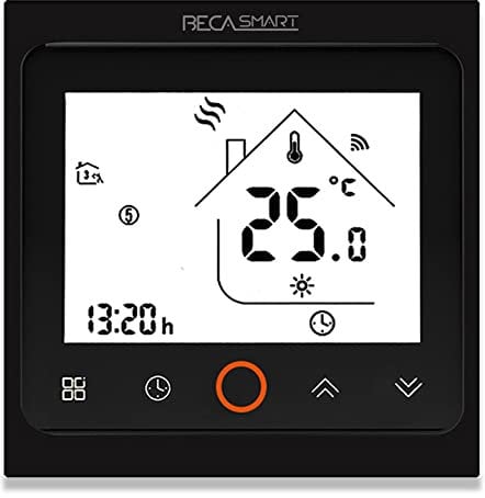 BecaSmart Serie 002 Termostato Smart WiFi per 16A Riscaldamento elettrico LCD Touch Screen di controllo della programmazione intelligente con Assistente vocale Alexa/Google Home Nero