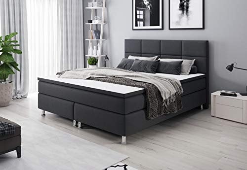 Inter Handels Rotterdam Boxspringbett, 100% Polyester, grau, 180x200 cm