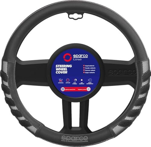 SPARCO SPCS101GR S101-Universal Car Steering Wheel Cover, Gray Color, Universal