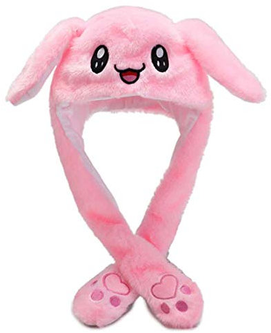 Yixda Lustige Tiermütze Warm Plüsch Mütze Paws Ohren Wintermütze Hut (Rosa Hase)