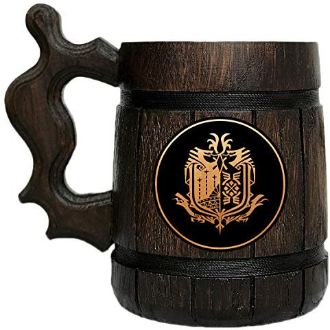 Monster Hunter World Mug. MHW BAAr Mug. Gamer Gift. BAAr Mug. Wooden BAAr Mug. Gamer Mug. Monster Hunter Tankard. Gift for Him. BAAr Stein Wood #107/0.6L / 22 Ounces