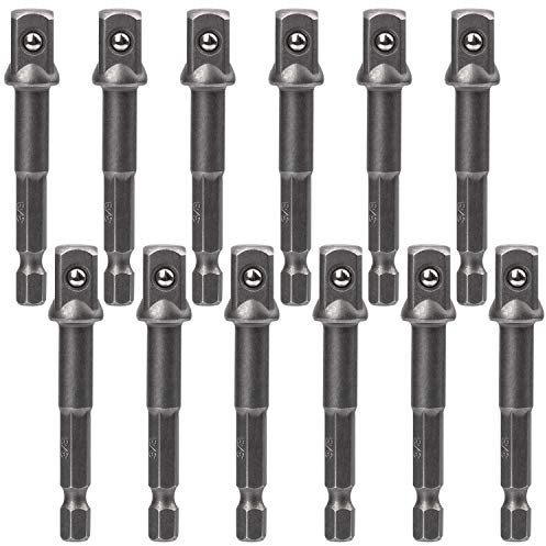 OIIKI Lot de 12 douilles carrées de 10 mm, embouts électriques pour visseuse à percussion à tige hexagonale 1/4
