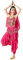 Wuchieal Bauchtanz Kostüm 4 Teile Oberteil Hose Hüftschal Schleier für Damen (Dunkelpink, One size)