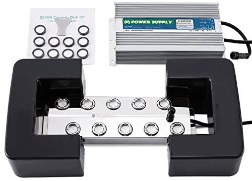 Mxmoonant 10 cabezas Generadores de niebla ultrasónico de 7L/H con una boya y alimentación de 400W para horticultura Paisaje escénico Conservación de verduras Atmósfera mágica