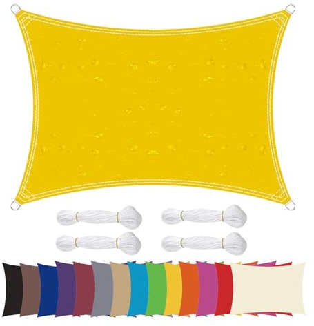 Lingle888 Sonnensegel Sonnenschutz Sonnendach Wasserdicht 98% UV-Schutz Balkon Viereck Rechteck Quadrat Winddicht 8Tage Transport 420D 10Farbe 25Größe (2x3, Gelb)