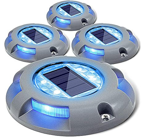 Siedinlar Solar Bodenleuchten Solarlampen für Außen Solarlampen Gartenleuchten LED Licht Wasserdichte für Rasen Auffahrt Weg Hof 4 Pack (Blau)