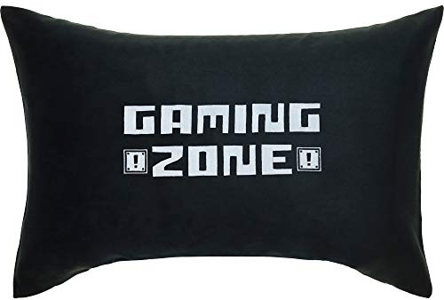 EXPRESS-STICKEREI Gamer Sessel Kissen mit lustigem Motiv 40x60cm | GAMING Zone lustiges Sporttasche Wohnzimmer Dekokissen mit Füllung Computerspiel Zierkissen Zocker Sofakissen | schwarz