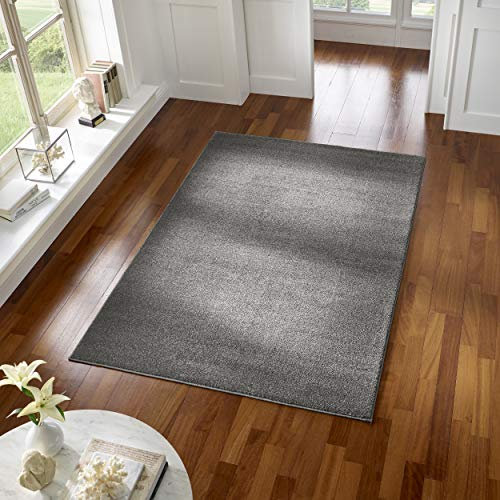 Taracarpet Teppich Kurzflor modern für Wohnzimmer Schlafzimmer und das Kinderzimmer super weich und Öko Tex Zertifiziert dunkelgrau 160x230 cm