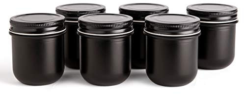 - 6 Stück - Marmeladenglas, Einmachglas, Gewürzglas, Schraubglas - 220 ml, schwarz/blickdicht (Deckel-schwarz)