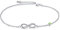 AOBOCO Infinity Fußkettchen Sterling Silber 925 Damen Verstellbare Unendlichkeit Fusskettchen mit Kristallen 27 cm (Simulierter Peridot)